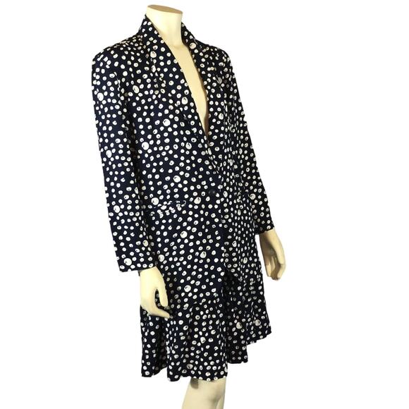 Vintage Studio by Michelle Stuart navy white Polkadot jacket & skirt size medium - Picture 1 of 12